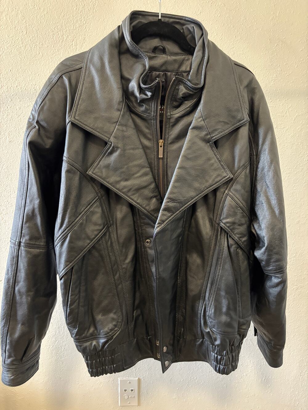 VTG Wilsons Black Leather Aviator Bomber Jacket Coat Mens 1X Motorcycle